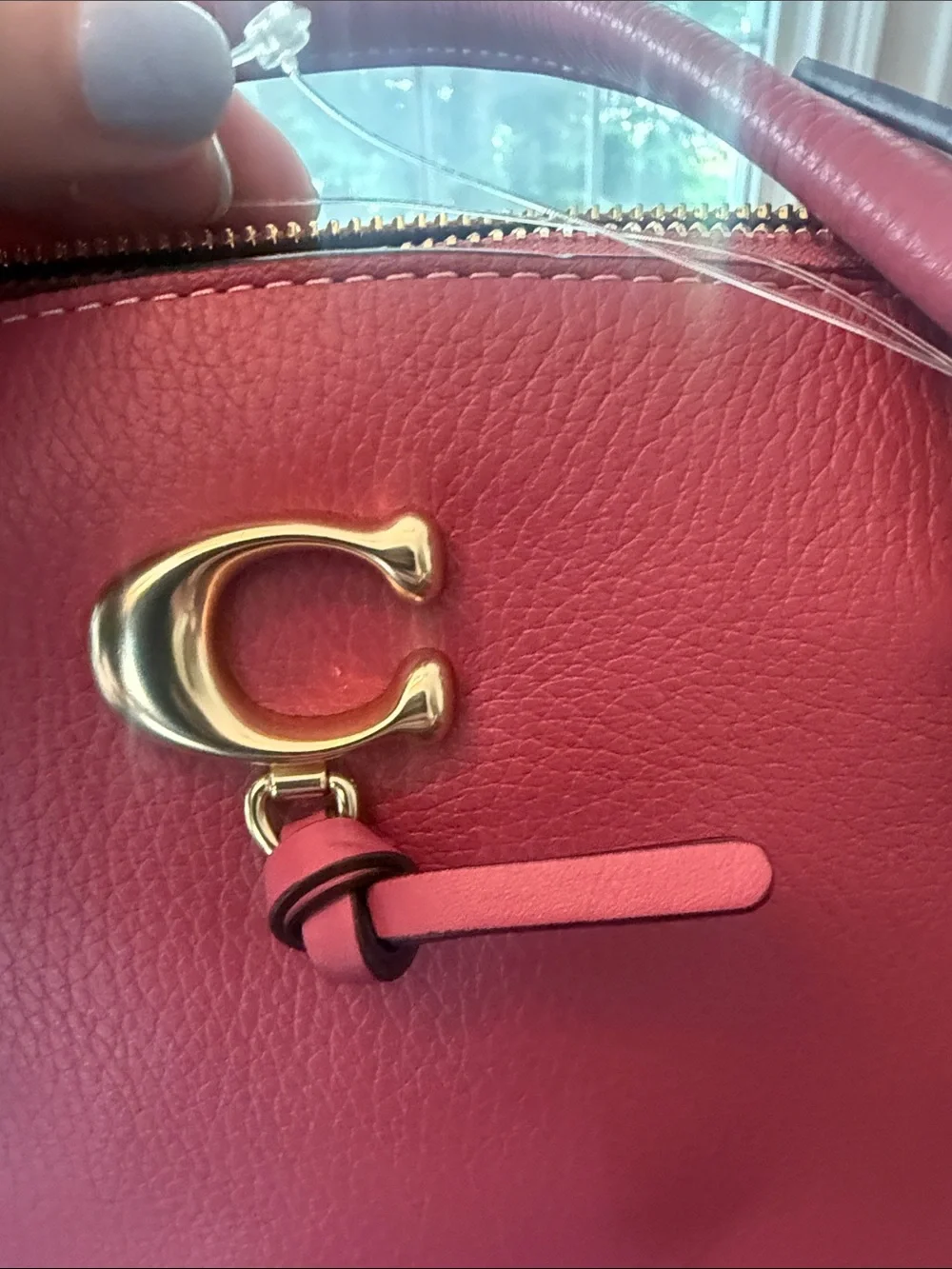 NWT Coach Pink Pebbled Leather Crossbody Satchel with Gold Hardware